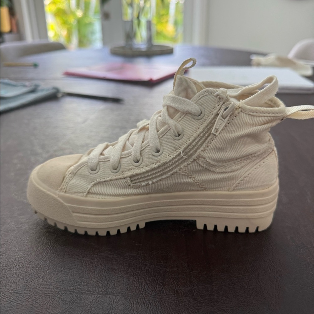 Zara Kids Cream High-Top Sneakers